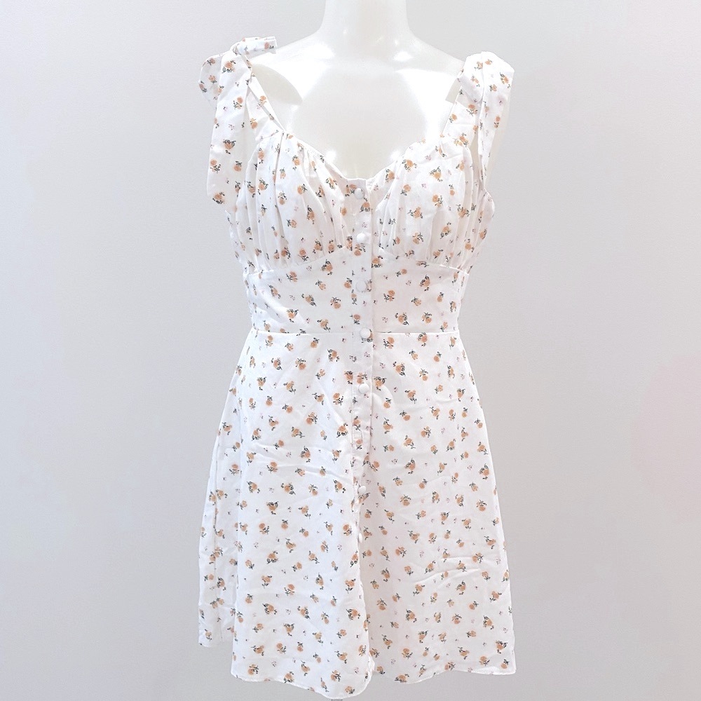 River Island NWOT White Floral Tie-Shoulder Sundress size 10